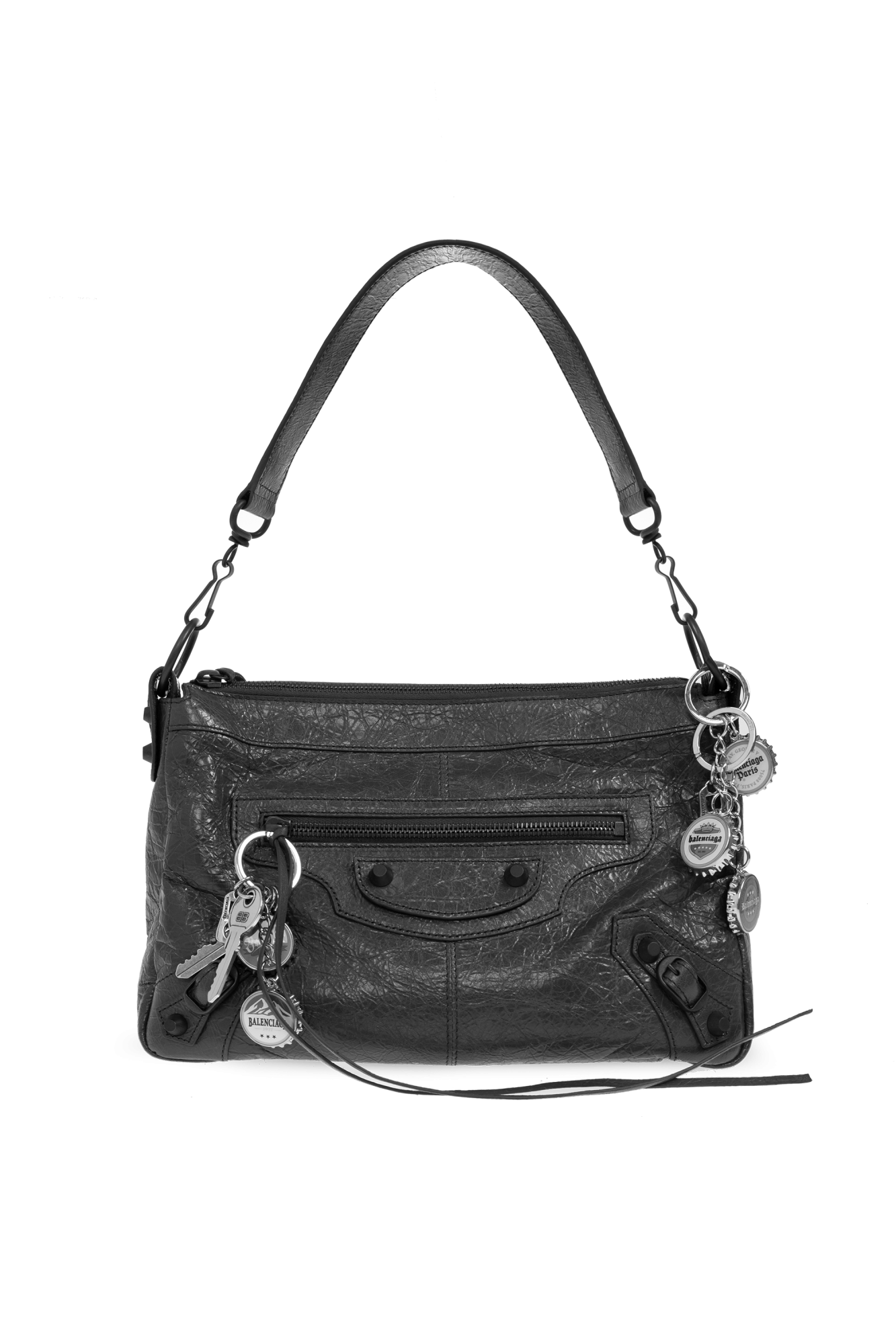 バッグ BALENCIAGA leather shoulder bag the city BALENCIAGA Le City embellished textured-leather shoulder bag